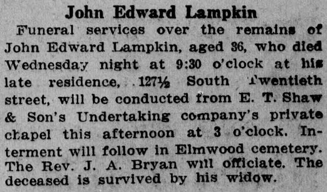 John Edward Lampkin obituary